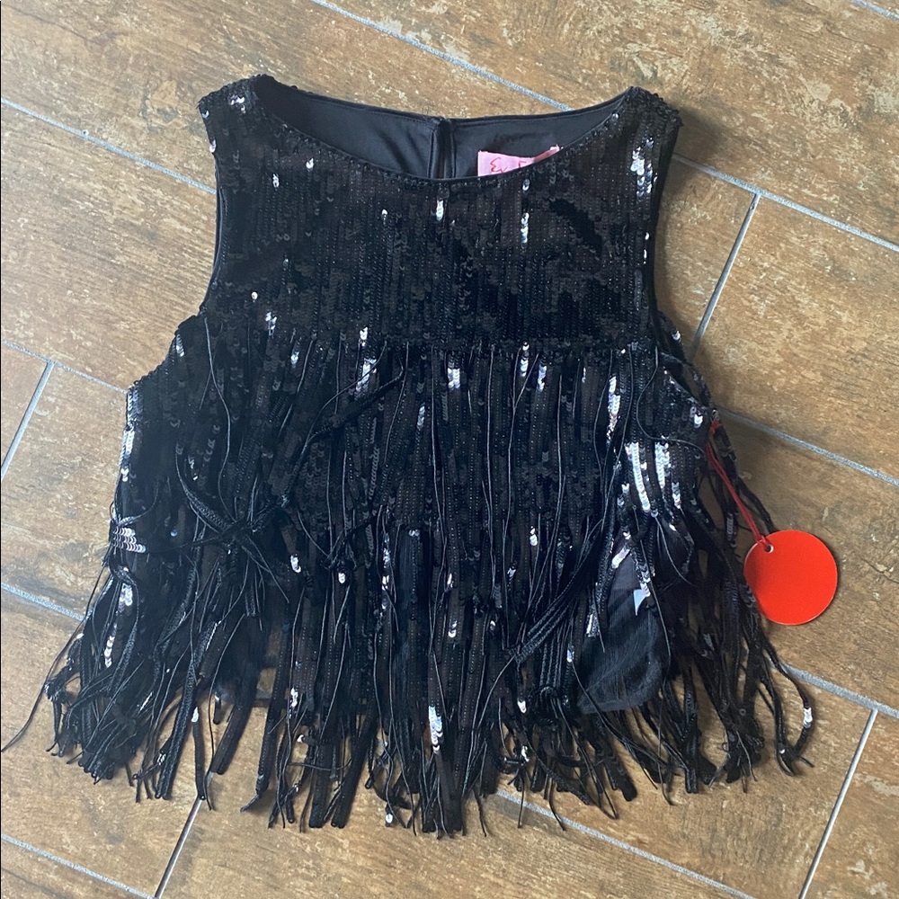 Eva Franco Elegant Black Sequin Top. Size xs. NWT from Anthro. Great for holiday